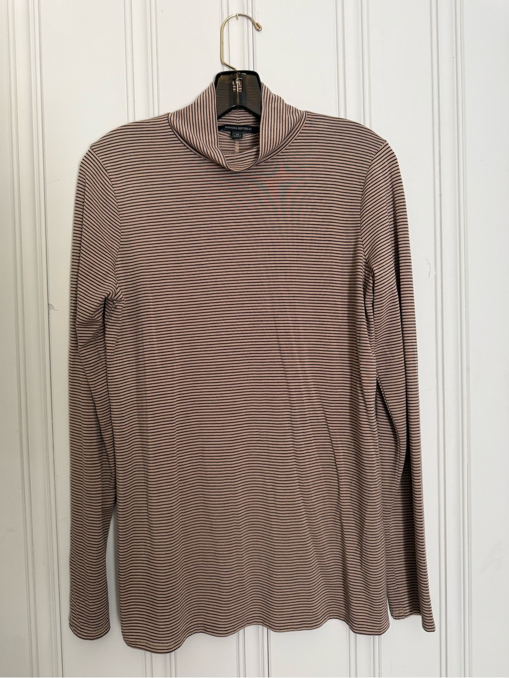 Striped Mock Neck Long-Sleeve - Brown/Black